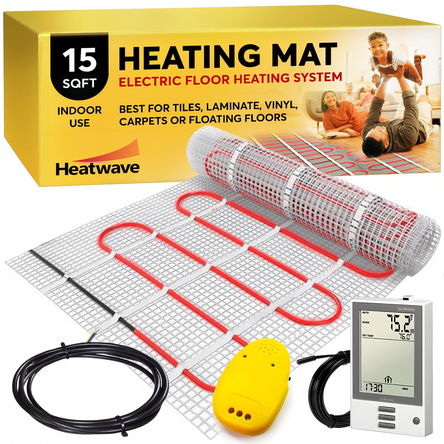 Electric Floor Heating System for Tile 15 sqft 120V 1.5Amps
